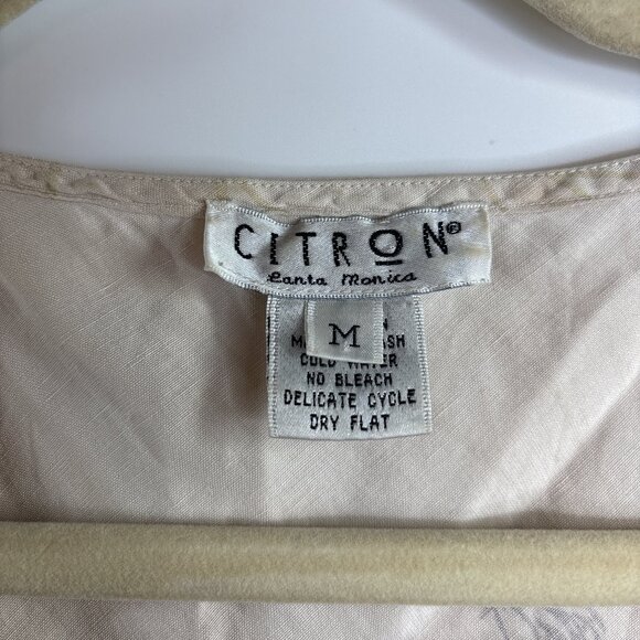 Vintage Citron Santa Monica Sleeveless Dress Midi Silk Blend Asian Motif Size M - Picture 5 of 7